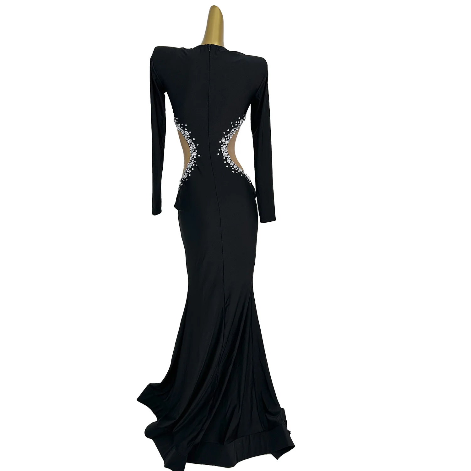 Wuyu Black Velvet Dress Sexy Hhollow Slit Fishtail Skirt Celebrity Red Carpet Runway Skirt Wedding Dress Birthday Party Dress