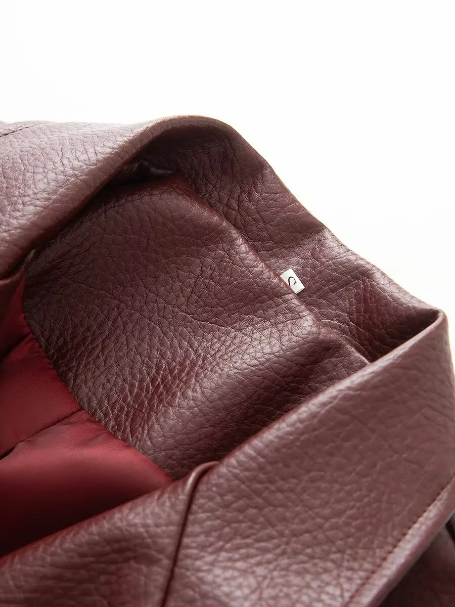 Cool Trendy Biker Leather Jacket Women's Standard Fit Polyester Belted Tie-Knot Elegance Short Outerwear Summer 2026