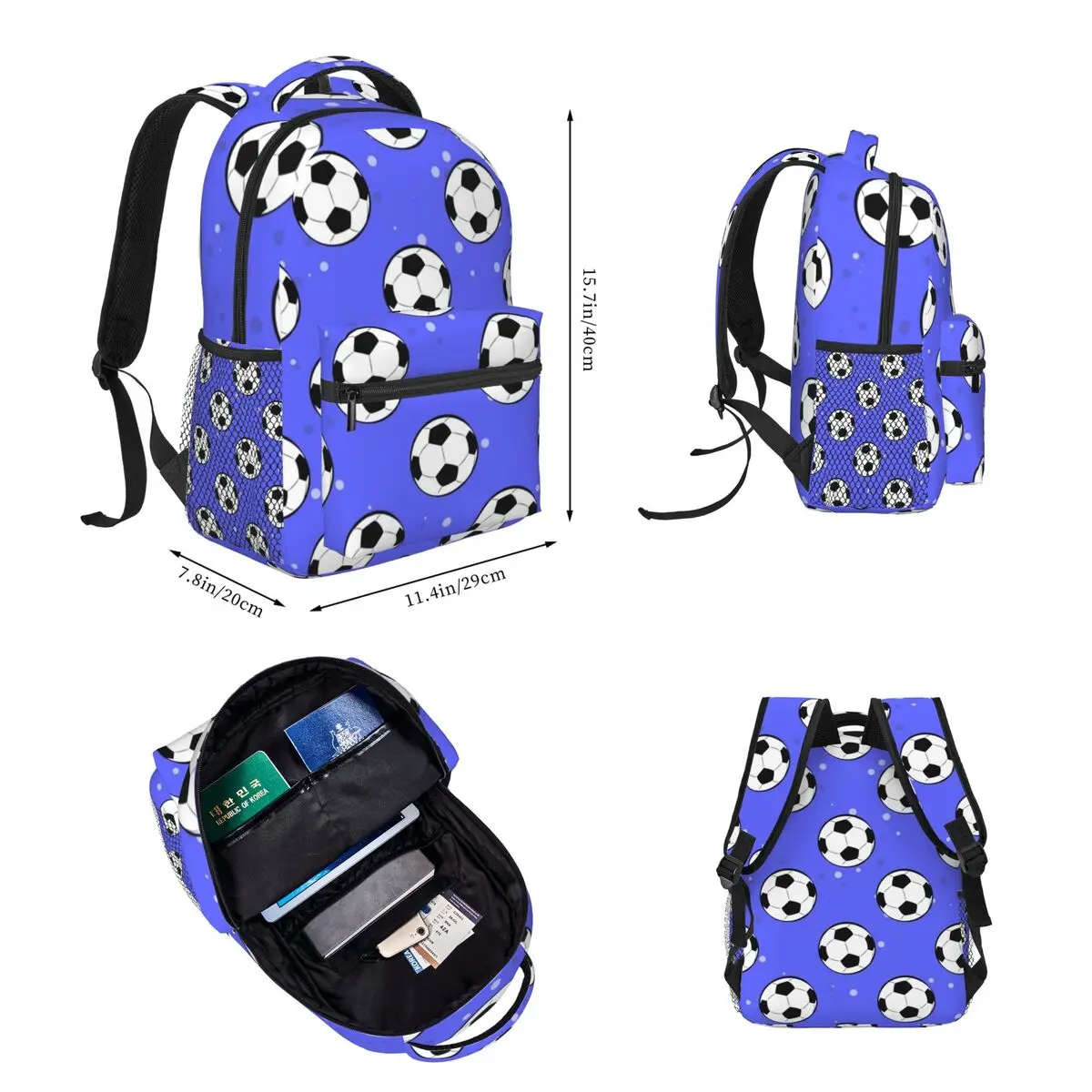 Football Soccer Balls Backpacks Boys Girls Bookbag Students School Bags Cartoon Kids Rucksack Lunch Bag Pen Bag Three-Piece Set