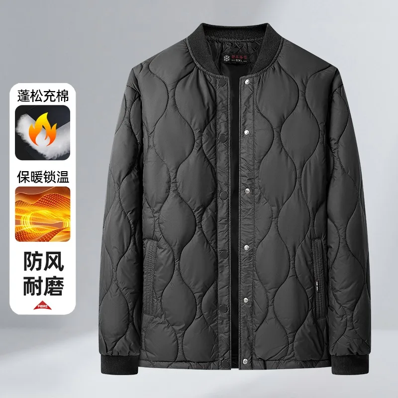 

Осенне-зимнее мужское хлопковое пальто с воротником-стойкой, утолщенный модный повседневный кардиган, однотонный топ с карманами на пуговицах