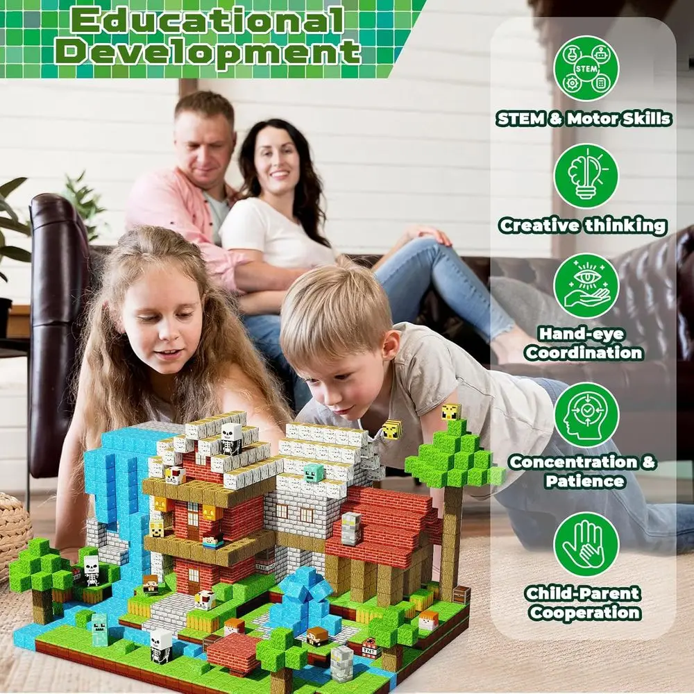 자석 블록 세트 - 어린이용 200피스 자석 큐브, 남녀 어린이용 STEM 장난감 (3세 이상), 몬테소리 감각적 쌓기 놀이