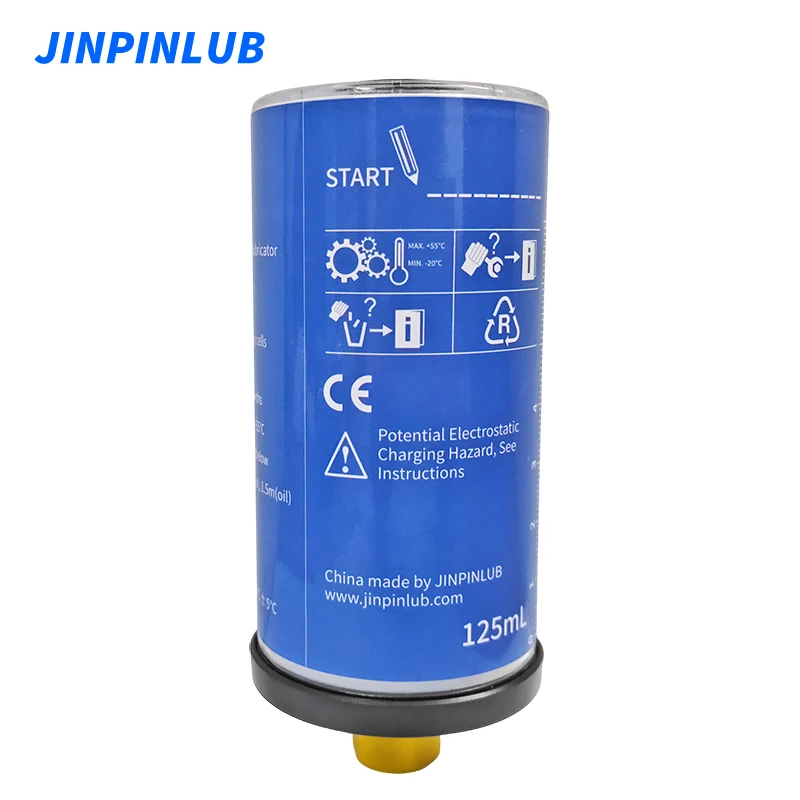 JINPINLUB 125ml gas driven 5bar automatic single point lubricator piston grease lubrication device for bearings