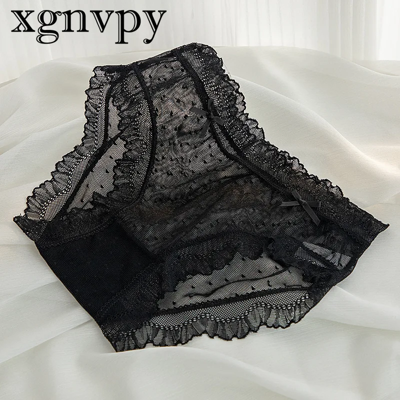 xgnvpy Women\'s Underwear Panty Sexy Lace Hollow Out Comfort Briefs Low Waist Seamless Underpants Female Lingerie Size L XL