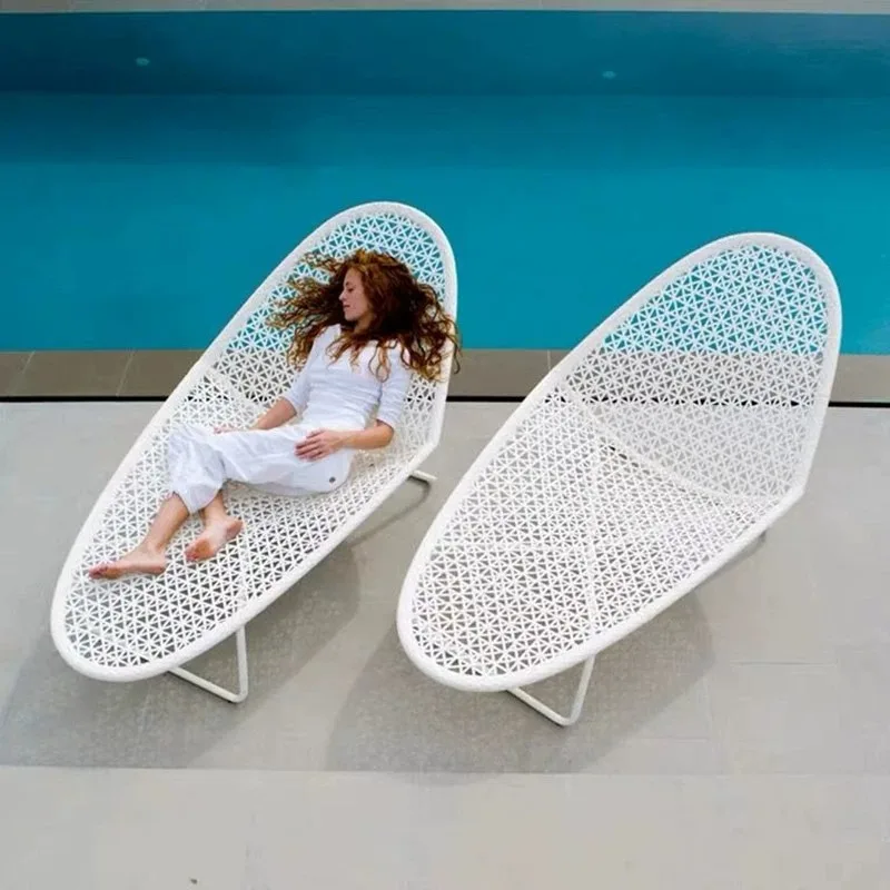 

Modern Durable Designer Hollow Outdoor Lounger Poolside Lounger with Waterproof Outdoor Lounger Set