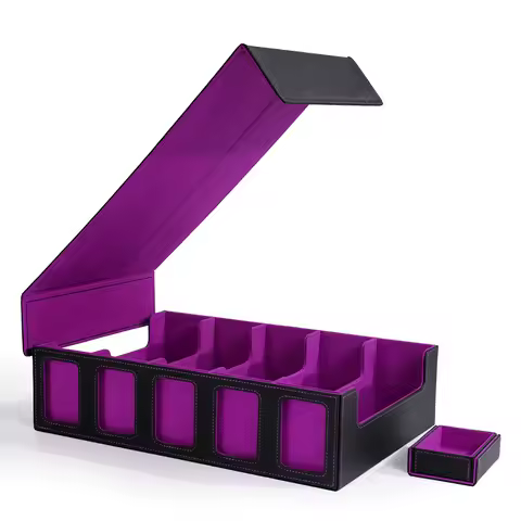 Trading Card Storage Box with Commander Display Dice Tray, 5-Row Deck Case with Removable Lid; 3900+ Card Deck Box for MTG TCG