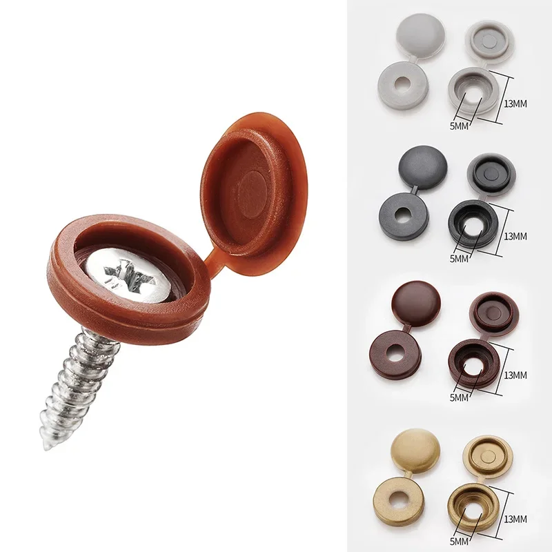 25~100Pcs Hinged Plastic Screw Cap Cover Fold Snap Protective Cap Button For Car Furniture Decorative Nuts Cover Bolts Hardware