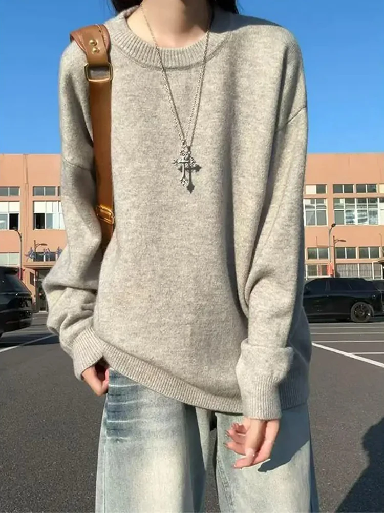 

Cleanfit round Ne Knitwear Loose ex Oversized Pullover Basic Sle Japanese Lazy Sle Underwear Ci Walk Daily Wear