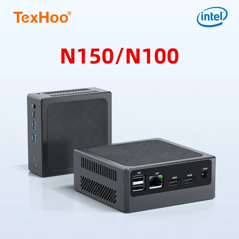 TexHoo Mini PC Intel N150 N100 N95 Supporta fino a 16 GB DDR4 512 GB SSD Dual HDMI Computer da gioco desktop