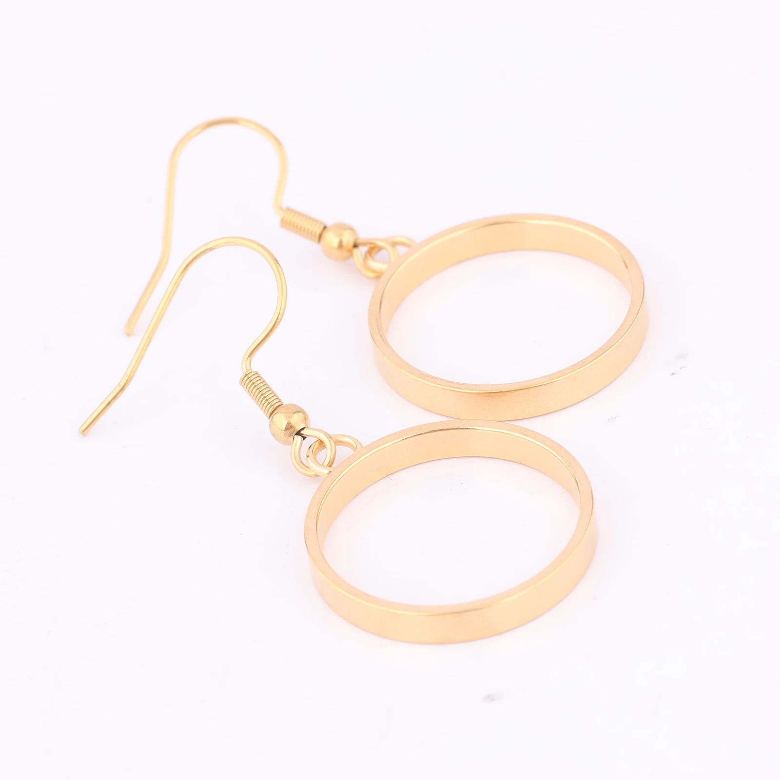 6pcs Stainless Steel 18mm Earring Bezel Frame Blanks Diy Gold Plated Earrings Hooks Findings For  Resin Jewelry Making