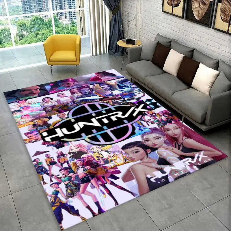 KPop D-Demon H-Hunters S-Saja Cartoon Non-Slip Area Rug for Living Room Bedroom Playroom,Carpet Floor Mat for Home Decor Holiday
