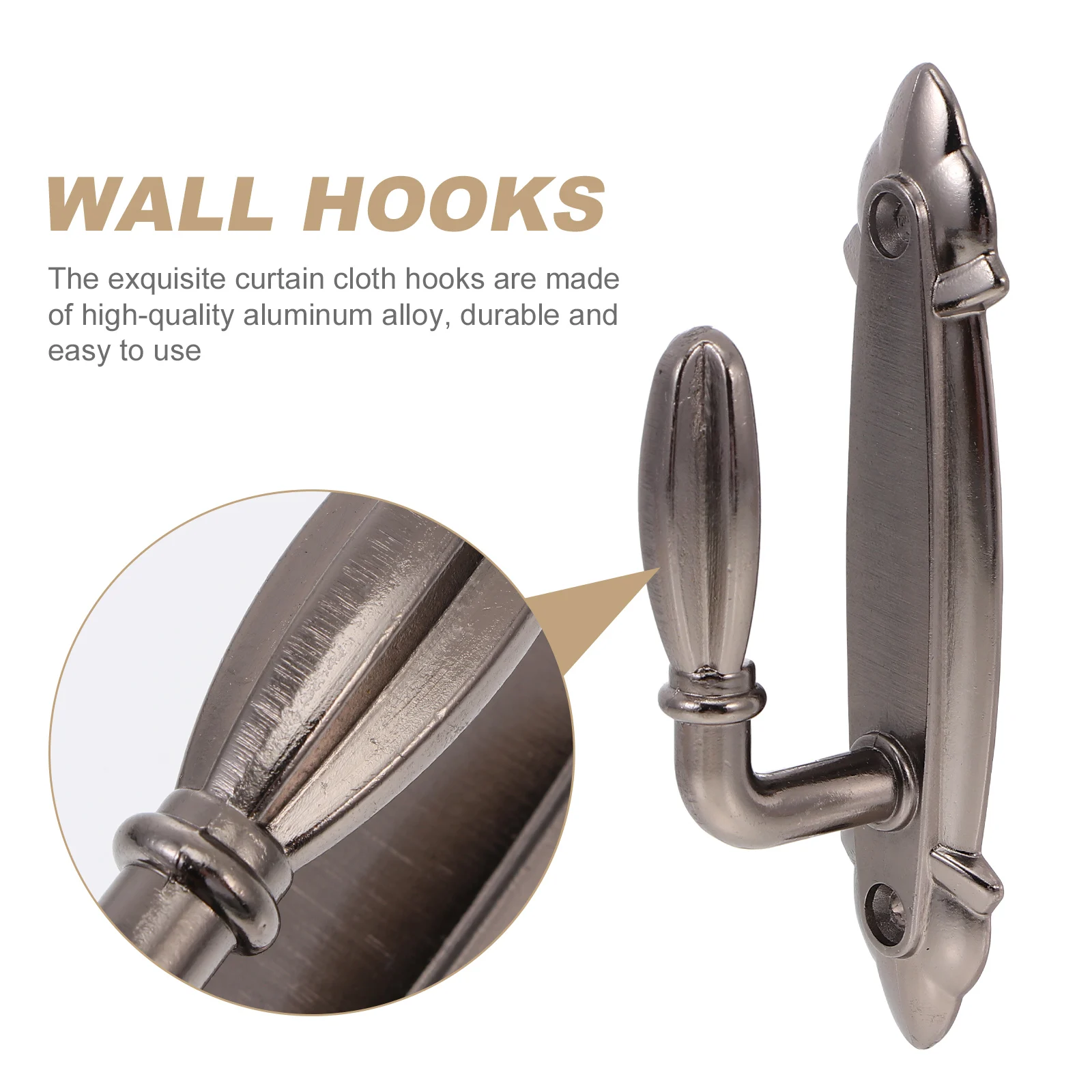 

Retro Decor Curtain Hook Wall Hooks for Coats Ornamental Metal Hold Back Window