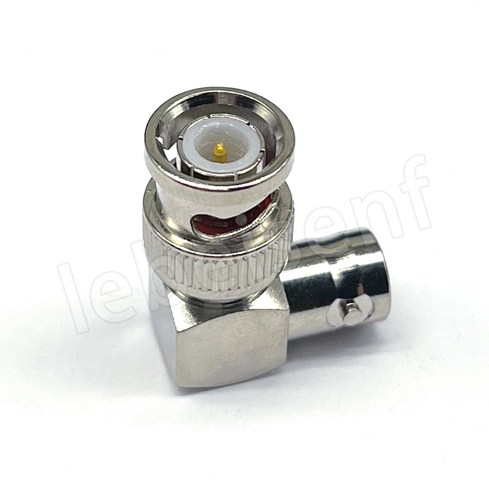 كوع أنثى دوار صغير مطلي بالذهب من النحاس بالكامل BNC-JK BNC/محول نوع Q9L/قابس مراقبة بزاوية قائمة 90 درجة