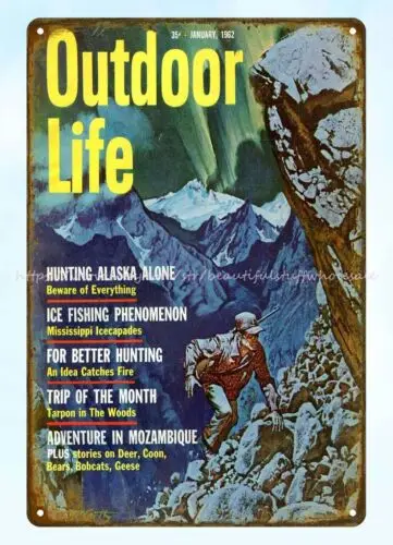 beautiful bedrooms 1962 hunter rock mountain Outdoor Life metal tin sign