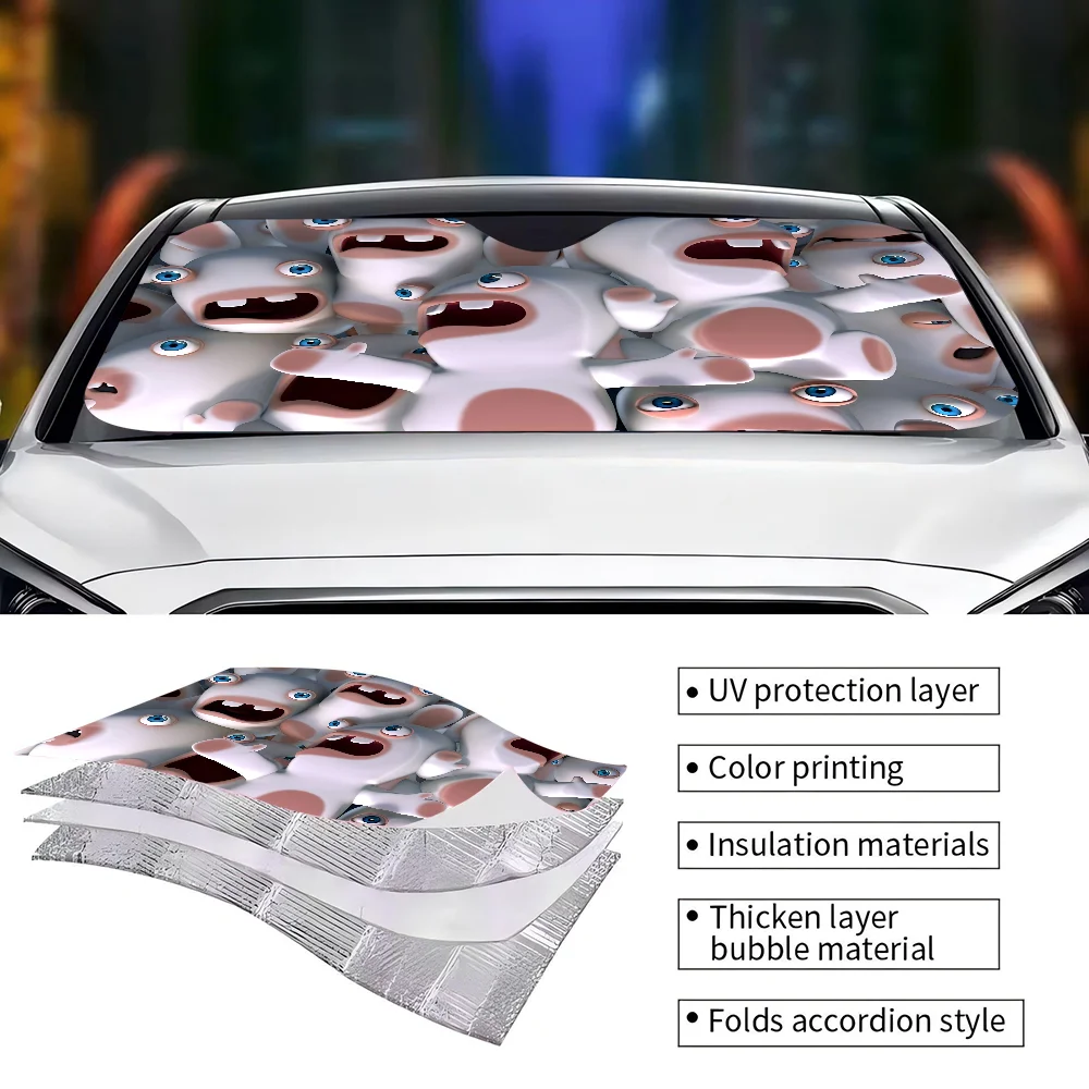 R-Rabbids I-InvasionS Car Windshield Funny Sun Shade Foldable UV Ray Sun Visor Protector Sunshade For Front Window