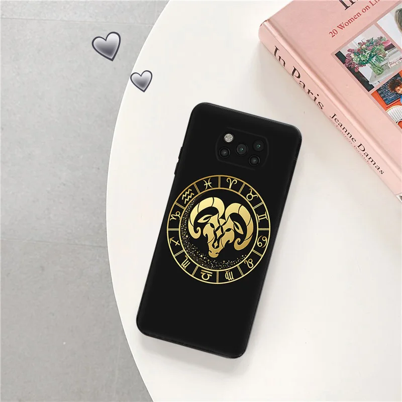 Black Matte Phone Case For Xiaomi Mi Poco X5 C55 C50 C40 X4 Pro X3 NFC M5 M4 5G F4 GT F3 M3 12 Zodiac Pisces Scorpio Soft Cover