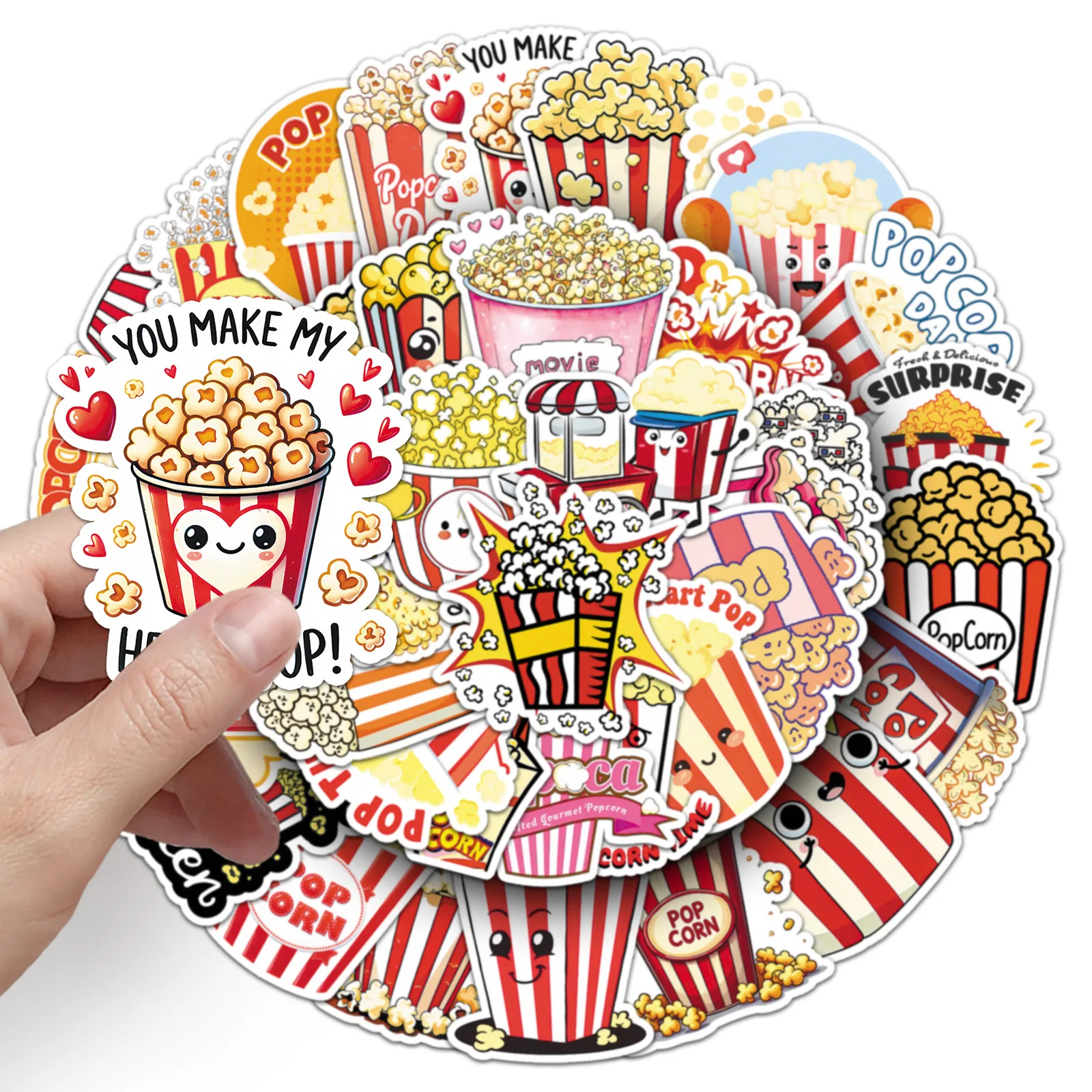 

10/50PCS Cartoon Popcorn Food Sticker Creative Funny Graffiti Waterproof Decal Toy Gift DIY Water Cup Desk Guitar Phone Case