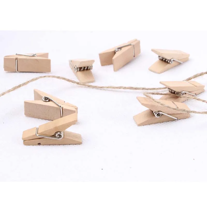 35x11mm/10pcs Natural Wooden Photo Clips Memo Paper Peg Clothespin DIY Stationery Christmas Wedding Party Home Decoration