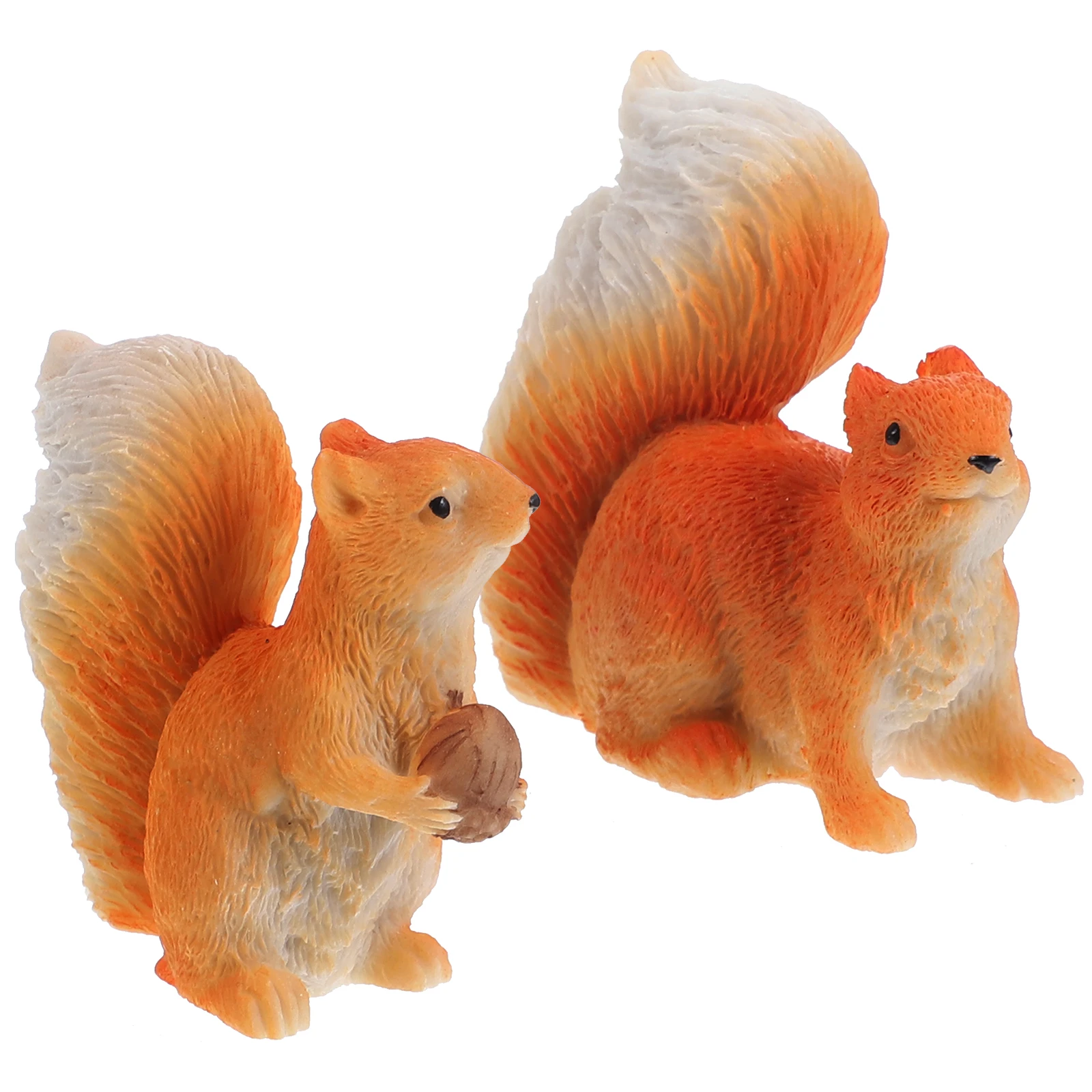 

2 Pcs Simulation Squirrel Ornament Resin Figurines Small Garden Decor Micro Landscape Decoration Miniature Squirrel Statue