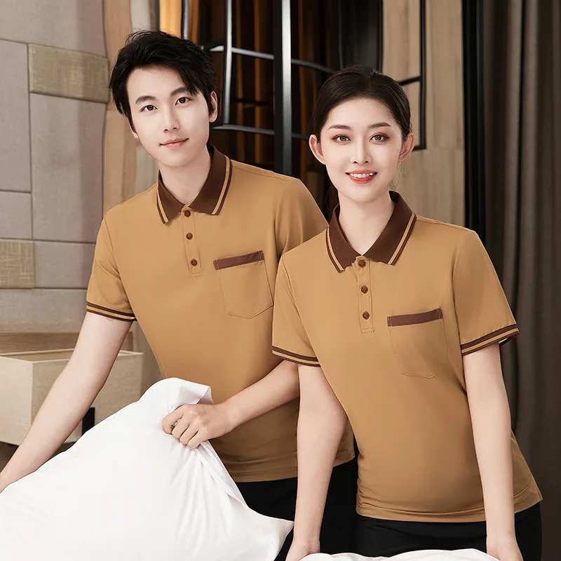Seragam Kerja Pembersihan Lengan Pendek untuk Kamar Tamu Hotel Properti Rumah Tangga Pusat Perbelanjaan Pembersihan StafftSummer T-shirt