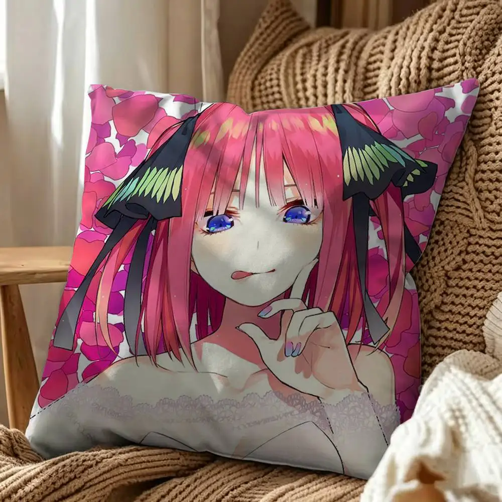 The Quintessential Quintuplets Square Double-Sided Printed Pillow Case Sofa Cushion Cover Bedroom Bedside Decor