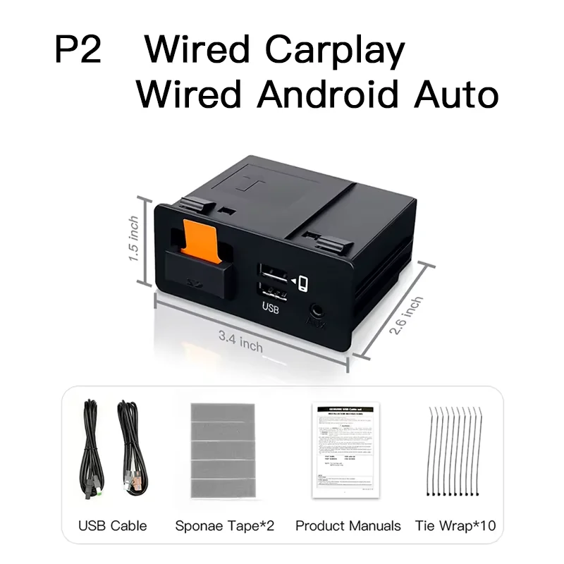 P2 Wired or P3 Wireless Carplay Android auto Adapter For Retrofit