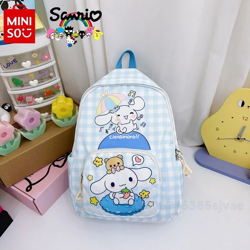 MINISO 2024 новый детский рюкзак Модный высококачественный рюкзак для девочек мультипликационный Универсальный вместительный студенческий рюкзак