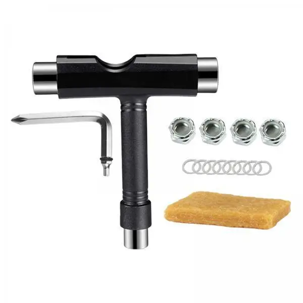 Skateboard Accessories T Wrench Multi Size Sockets Cross Screwdriver with Grip Cleaner for Wheels and Bearings Care