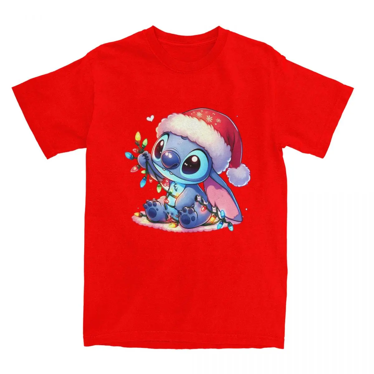 Men T Shirt Christmas Stitch Christmas Lights T Shirts Hip Hop Beach Tee Shirt Street Style Loose Pure Cotton Clothing