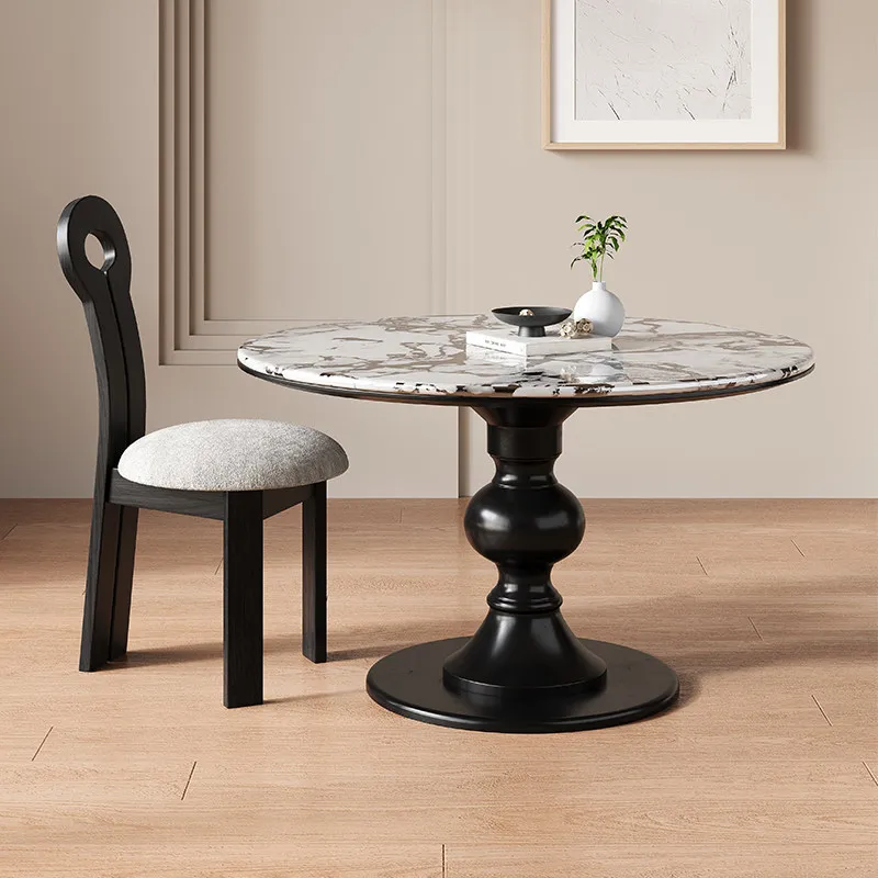 

Design Luxury Black Dining Table 6 Person Unique Faux Marble Round Dining Table Restaurant Nordic Mesas De Jantar Home Furniture