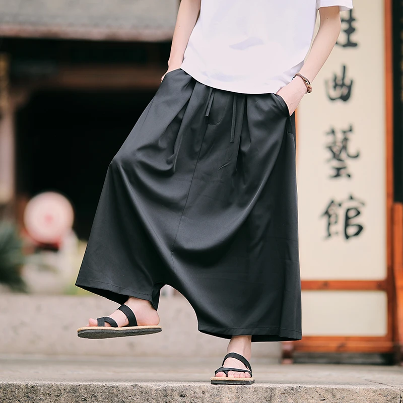 

2025 модные мужские летние брюки с заниженной промежностью — легкие дышащие уличные брюки в стиле хип-хоп для повседневных модных брюк с перекрестными брюками