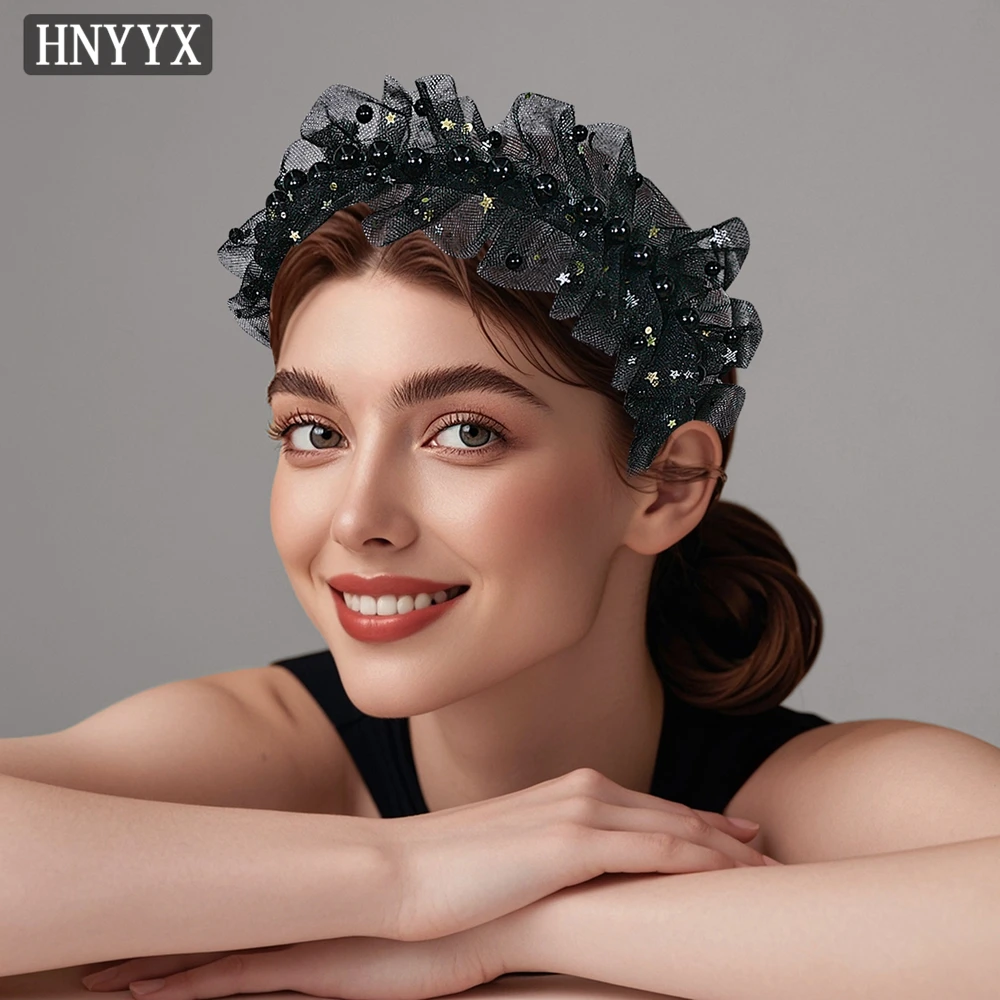 

YouLaPan Elegant Bride Weddings Handmade Pearls Lace Headband Everyday French Style Ladies' Banquet Party Ball Headdress YXA13