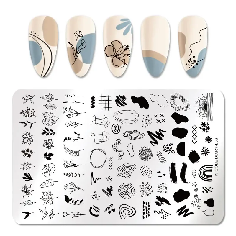 NICOLE DIARY Big Size Nail Stamping Plates Christmas Xmas Stamp Templates Leopard Snow Image Printing Tool