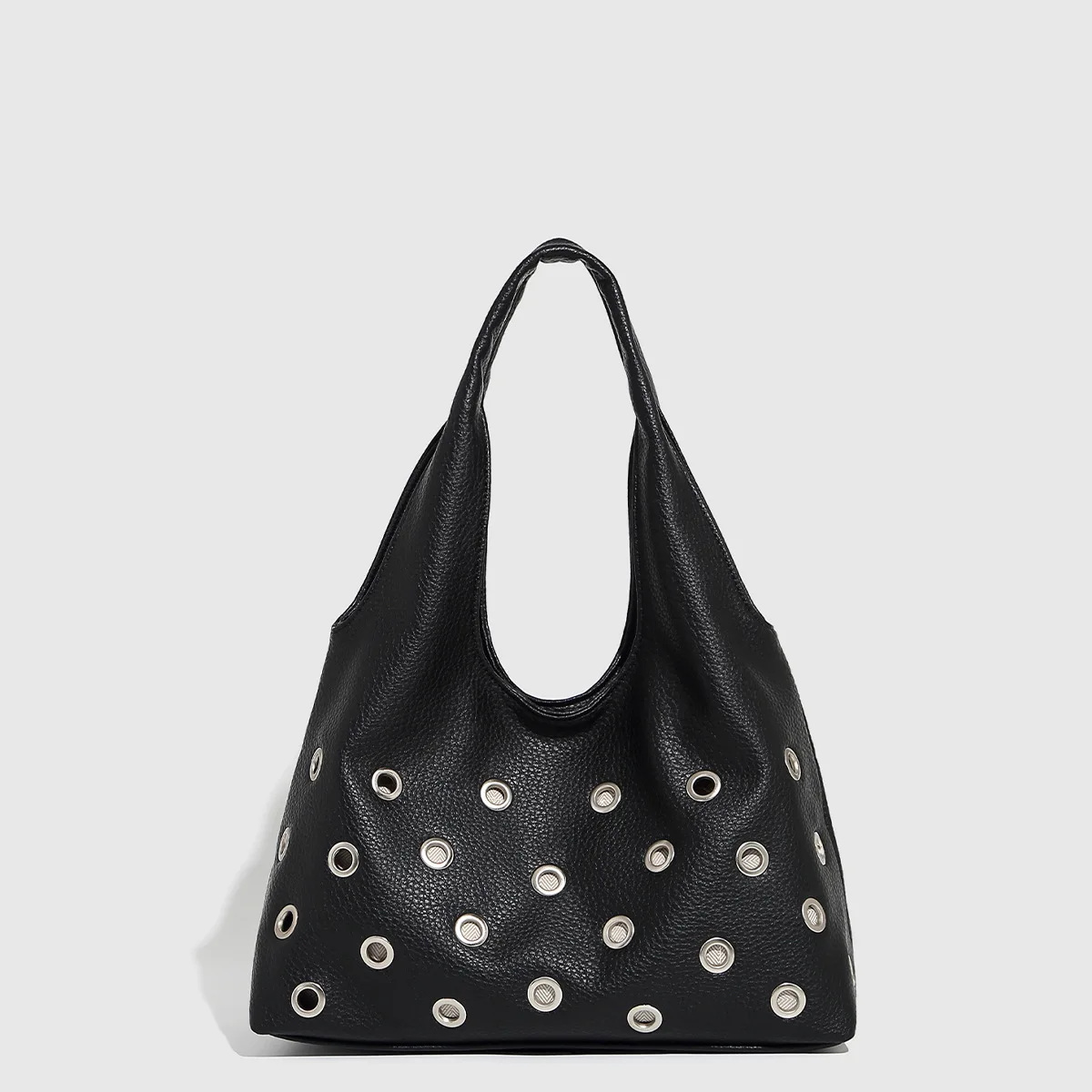 

New Female Riveted underarm bag commuter large-capacity messenger bag hollow-out handbag riveted punk style bucket bag C159