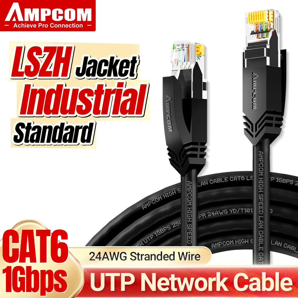 AMPCOM RJ45 Ethernet Cable, Cat6 Lan Cable (24AWG) UTP CAT 6 RJ 45 Network Cable Patch Cord for Desktop Computers Modem Router