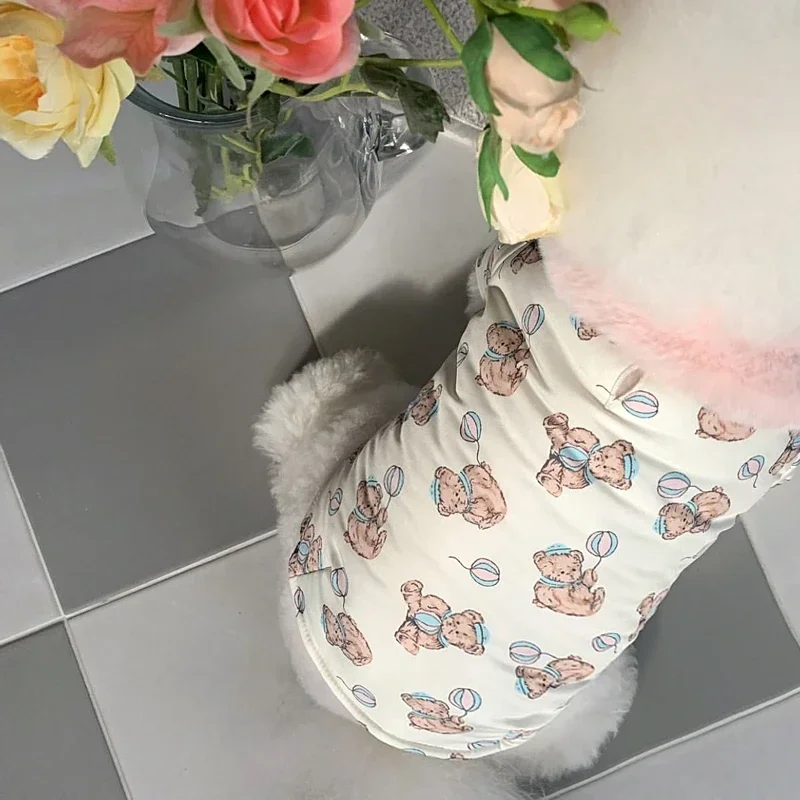 Cute Bear Print Pet Dog Clothes Pet Warm Cotton Clothes Winter Puppy Clothing Thickened Down Coat Puppy Fashionable Cardigan