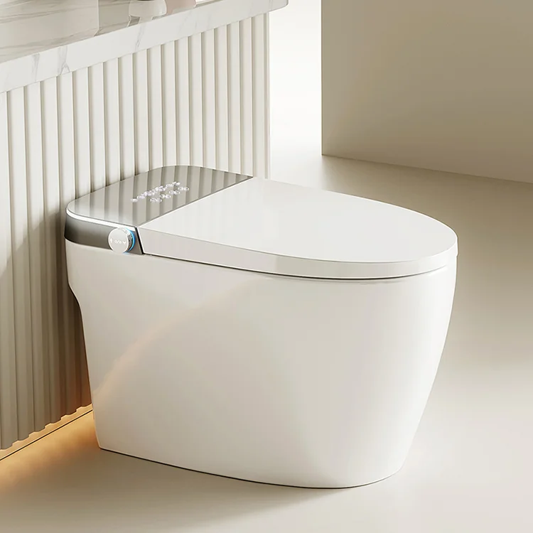 

Smart Toilet Built-In Bidet Pump-Assisted Flush Foot Sensor Warm Water Heated Seat Air Dry Digital Display Featuring P-Trap