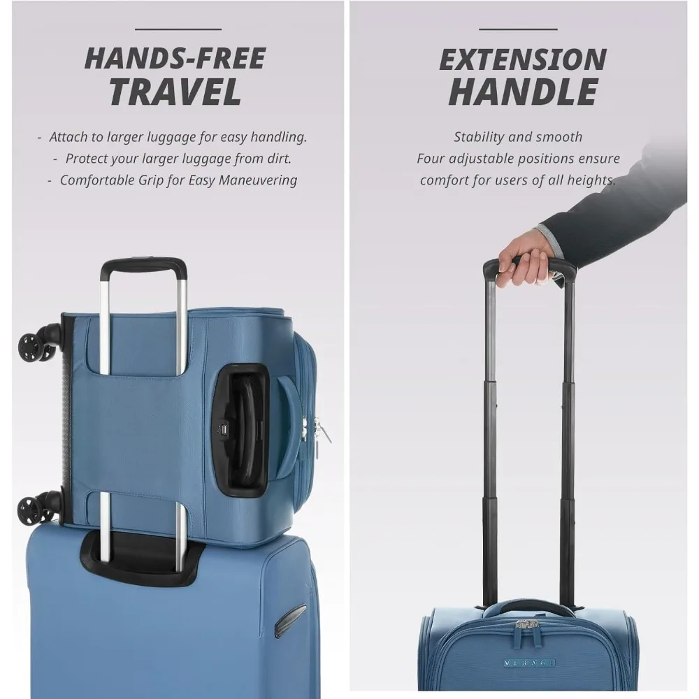 Compact Soft-Sided Spinner Luggage with Wheels, Carry-On Suitcase for Air Travel, Ideal for Short Trips, Medium Size