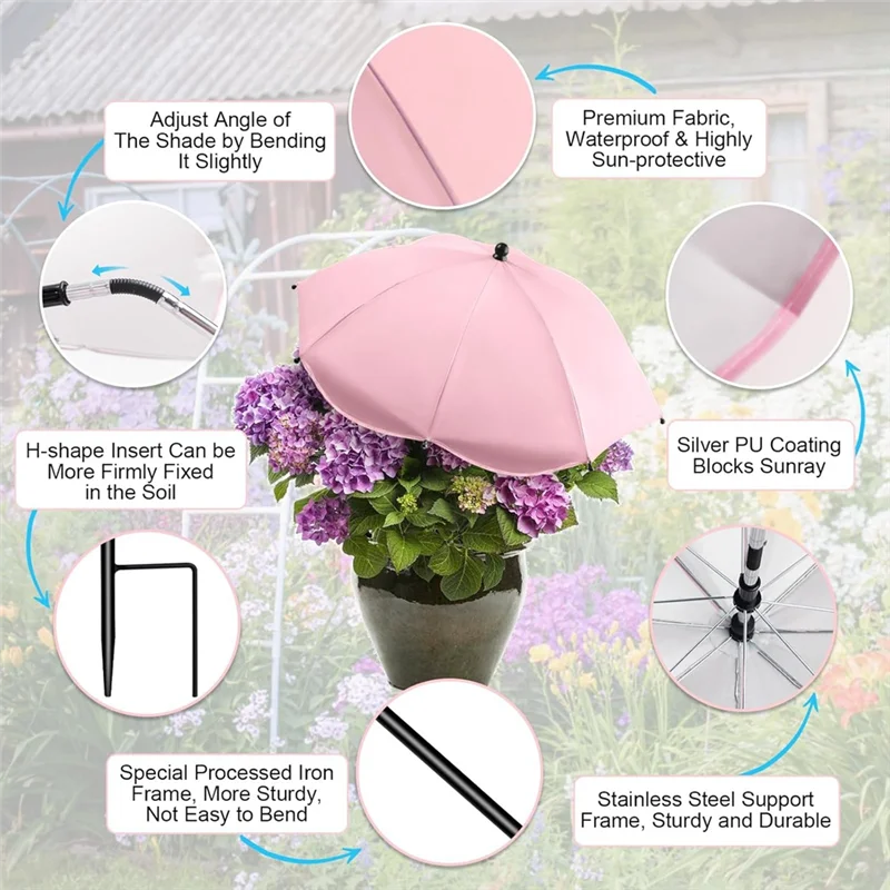 

ABGE-Садовый зонт, высота 40 дюймов, оттенки для растений, 2 шт., для уличных растений, защита от солнца 23,6, чехол для больших оттенков