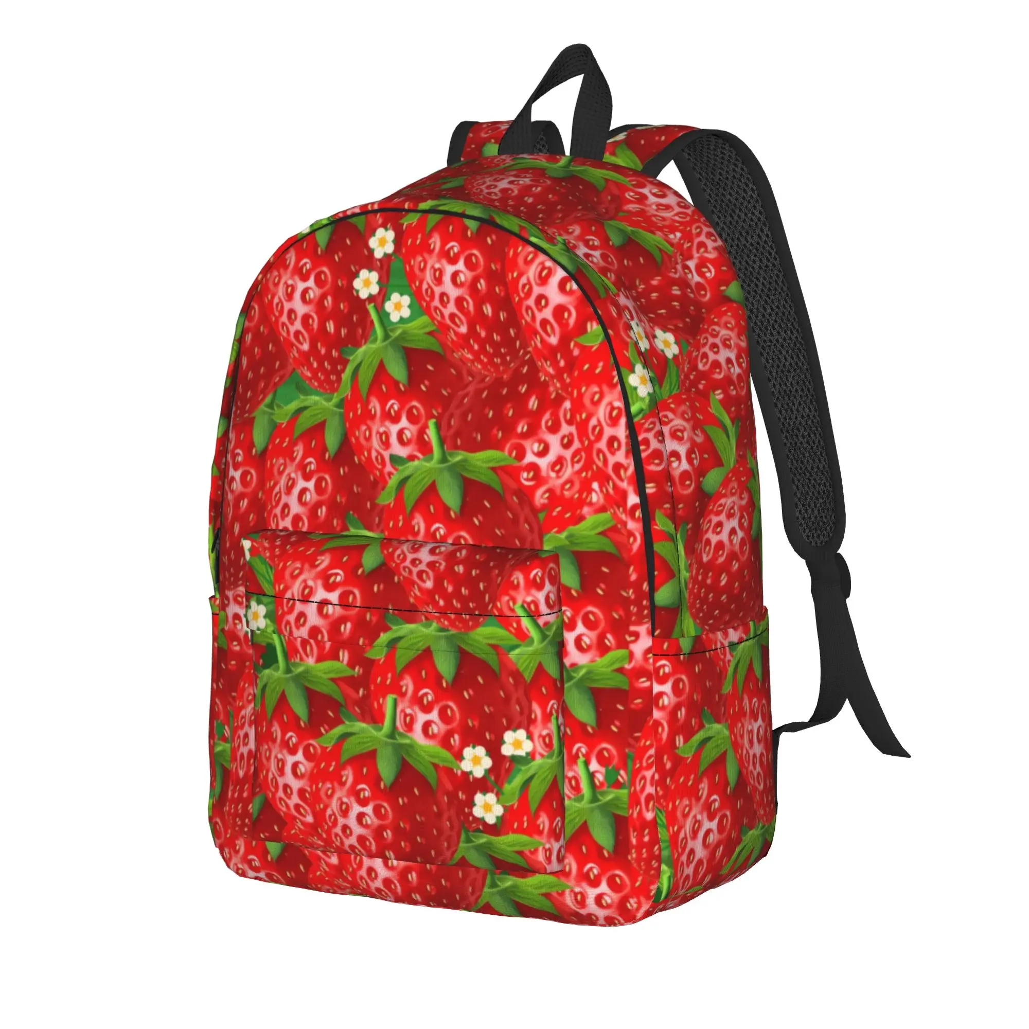 Strawberry Fruit Seamless Backpack  Boy Polyester Workout Backpacks Pattern Casual School Bags Rucksack