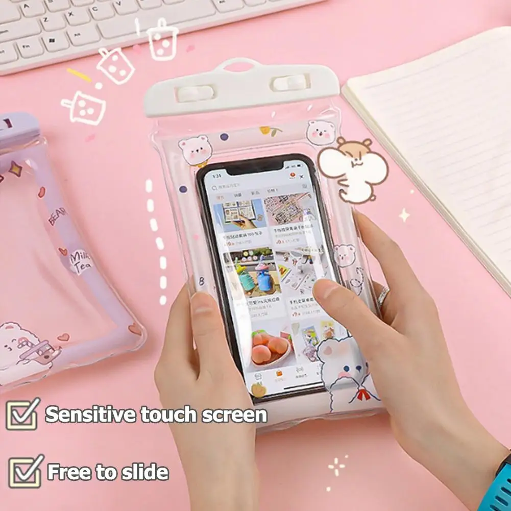 

Водонепроницаемый чехол для телефона с милым мультяшным дизайном, сенсорный экран, прозрачная защита, чехол из ПВХ, защита от воды, песка, пыли, высокая герметичность Z9F9