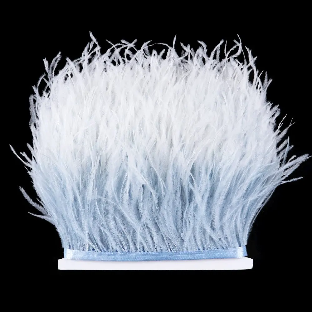 

1m Gradient Three-color Feathers Ribbon Natural White Ostrich Feather Trimming 10-15CM Costume Party DreAccessories for Crafts