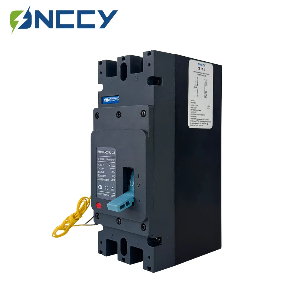 ONCCY Solar Moulded Case Circuit Switch, Circuit Breaker with MX+OF 24VDC ,DC MCCB 125A 250A 320A Overload Protection Switch