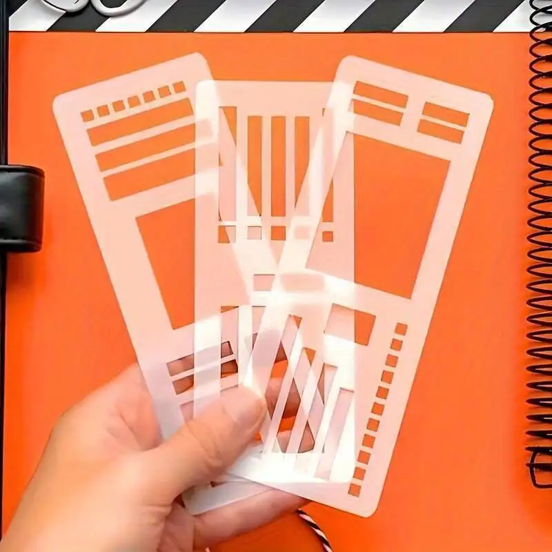 Conjunto de modelo de registro flexível feito à mão de 3 peças, modelo de desenho e escrita de planejador de matriz de pontos de 5mm, diário e ferramentas artesanais