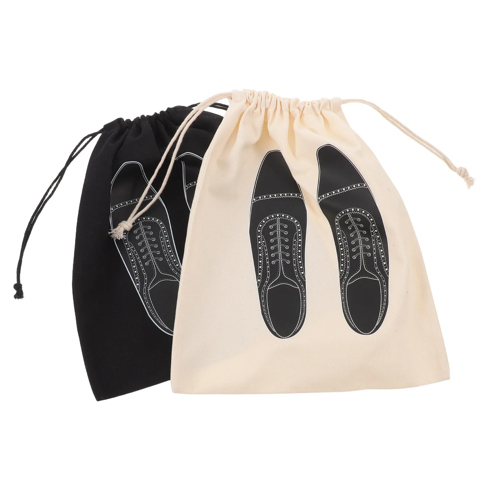 

2pcs Cotton Shoe Bags Reusable Drawstring Shoe Organizer Dustproof Breathable Storage Pouch For Travel Gym Luggage Packing