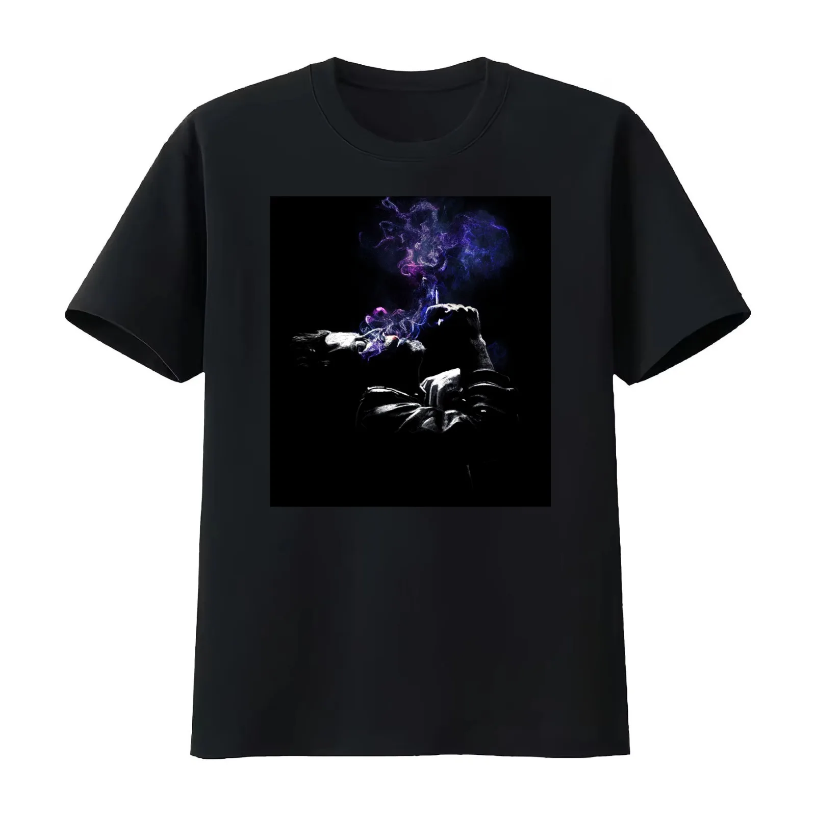 Tom Waits Smoking Nebula T-Shirt Summer Casual Cotton Tee Oversized Streetwear Tops Vintage Graphic Print Unisex Men Women