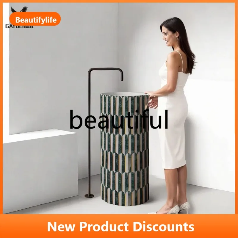 B73 Color round floor wash basin hotel B & B club villa bathroom creative art column basin
