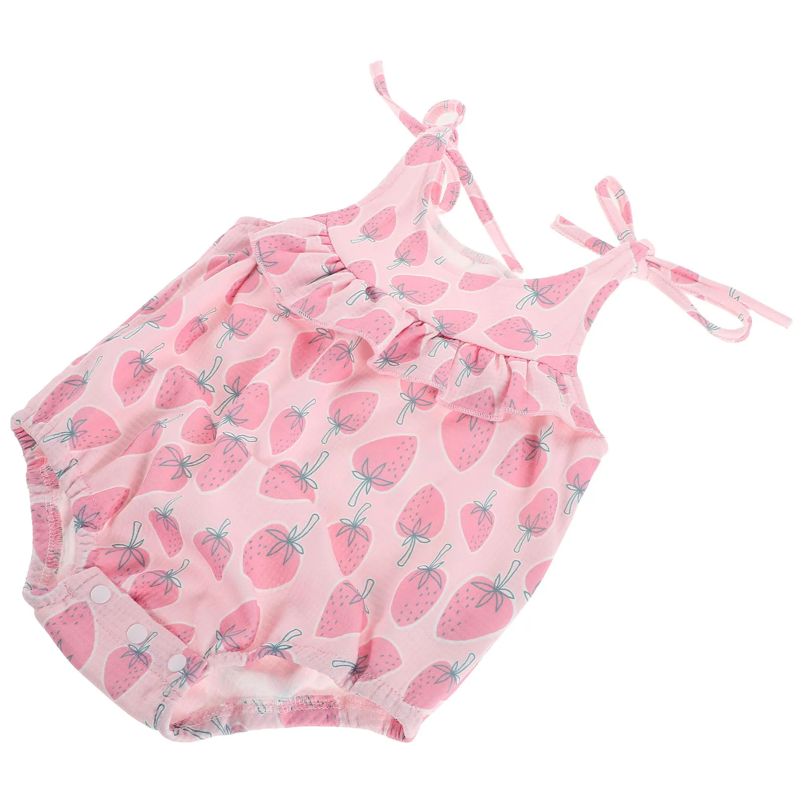 

Newborn Baby Girl Strawberry Romper Sleeveless Backless Halter Bodysuit Pink 3-6M Summer Outfit Baby Girl Summer Clothes