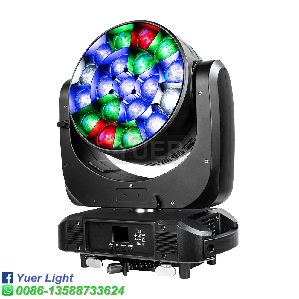 YUER 19x40W Bee Eye RGBW 4in1 LED Wash with Zoom Beam Moving Head Lighting DMX512 For DJ Disco KTV Party Nightclub Stage Light