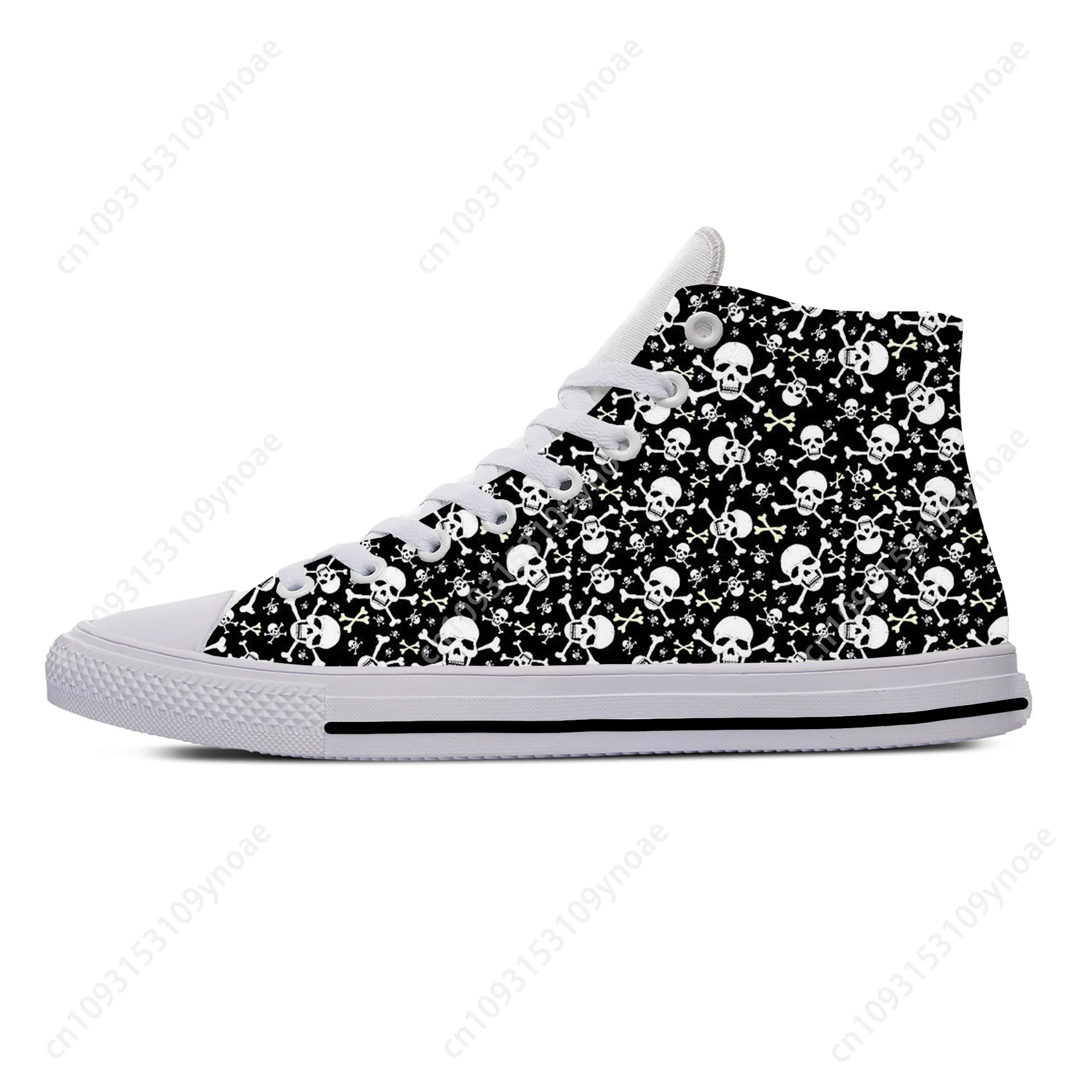 SKull PAisley Gothic Goth Horror Punk Fashion Casual Shoes High Top Lightweight Mens Womens Sneakers Breathable Board Shoe