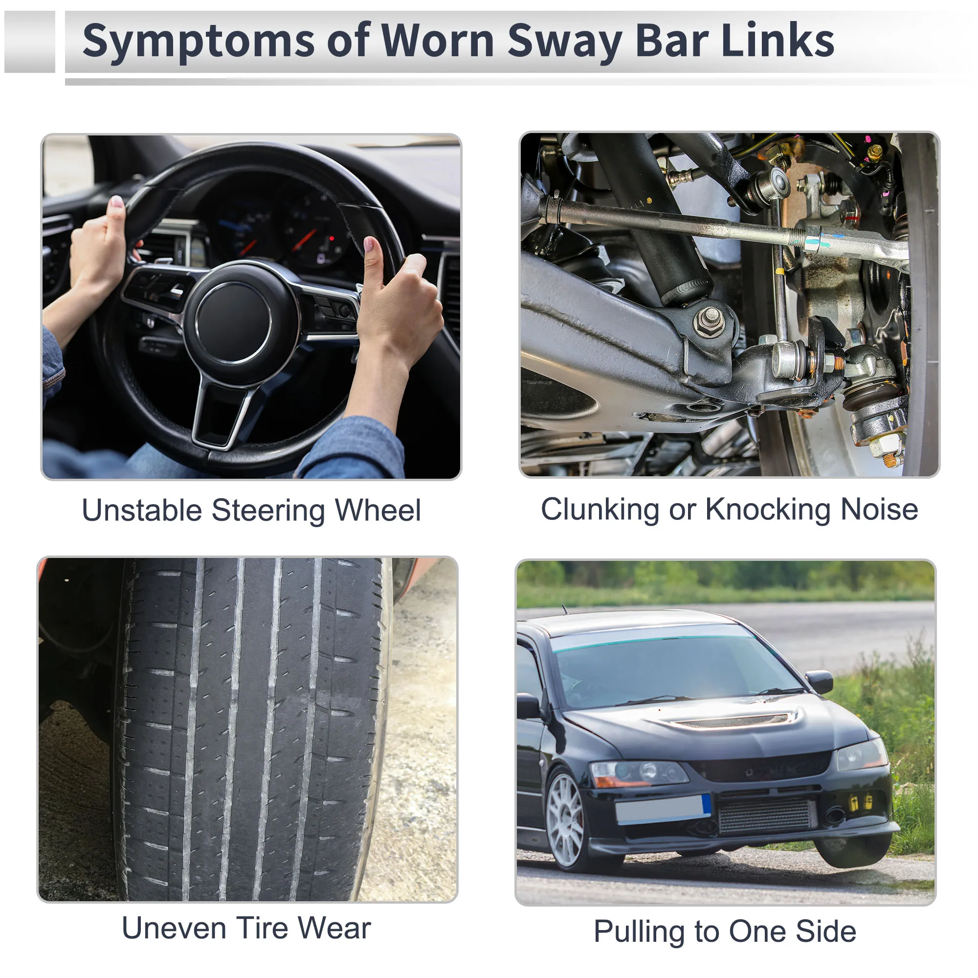 UXCELL 프론트 스태빌라이저 바 링크(GMC 테레인용 부싱 2개 포함) No.K750188